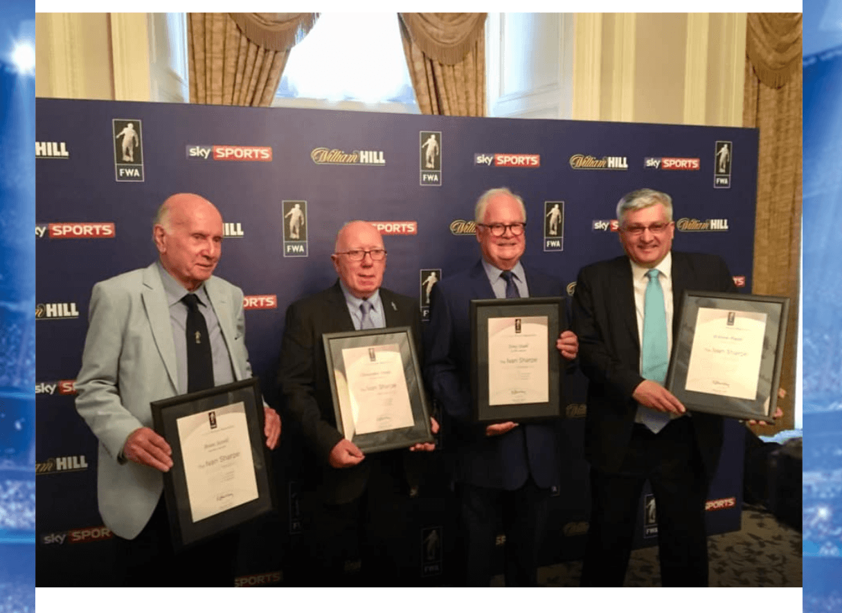 William Powell receiving the Ivan Sharpe award at the Football Writers' Association ceremony